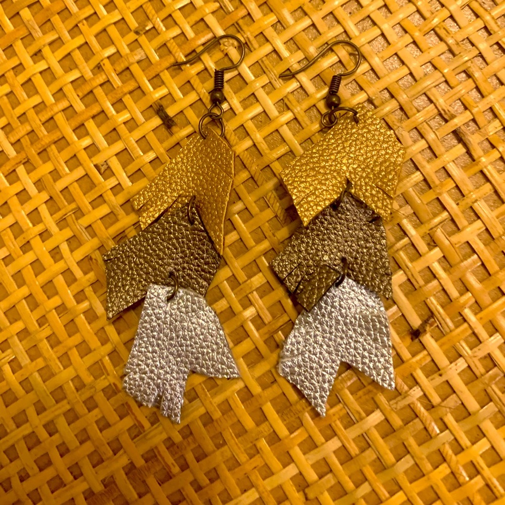 Handmade leather earrings.